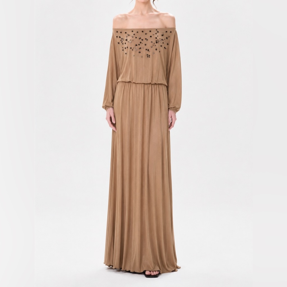 Maria Cher Beige Star Maxi Dress 1